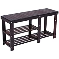KKTONER Estante de Zapatos de Bambú con Asiento y estantes Banco para Zapatos Organizador para Pasillo salón habitación…